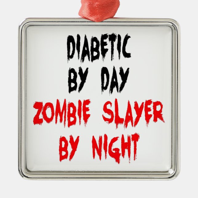 Diabetisch Zombie Slayer Silbernes Ornament (Vorne)