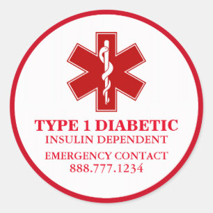 Diabetische medizinische Informationen Runder Aufkleber