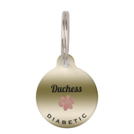 Diabetische medizinische Warnmeldung Paw Print Pho Haustiermarke