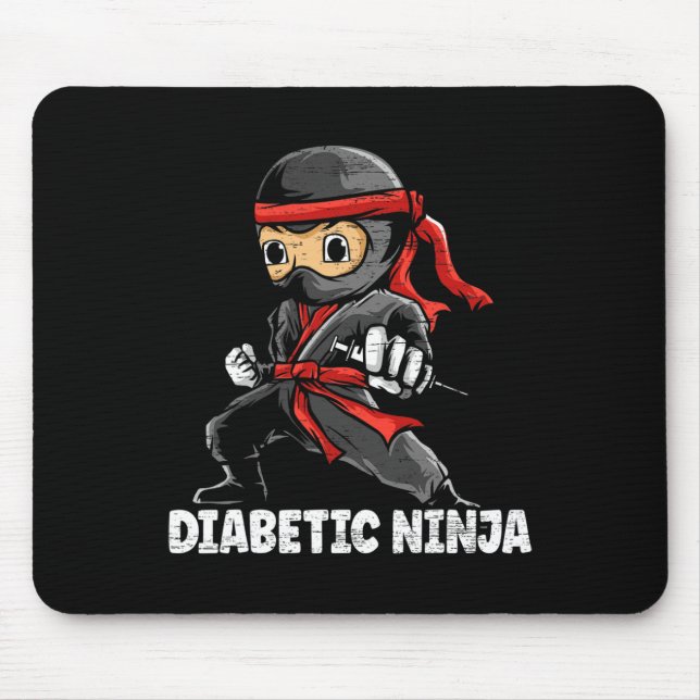 Diabetische Ninja Diabetes Awareness Monat T1D Typ Mousepad (Vorne)