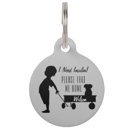 Diabetische Vintage Silhouette Hund & Wagon Grau Haustiermarke