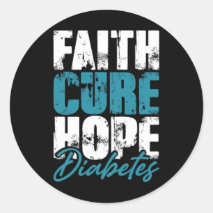 Diabetischer Krieger Gift Faith Cure Hope Diabetes Runder Aufkleber