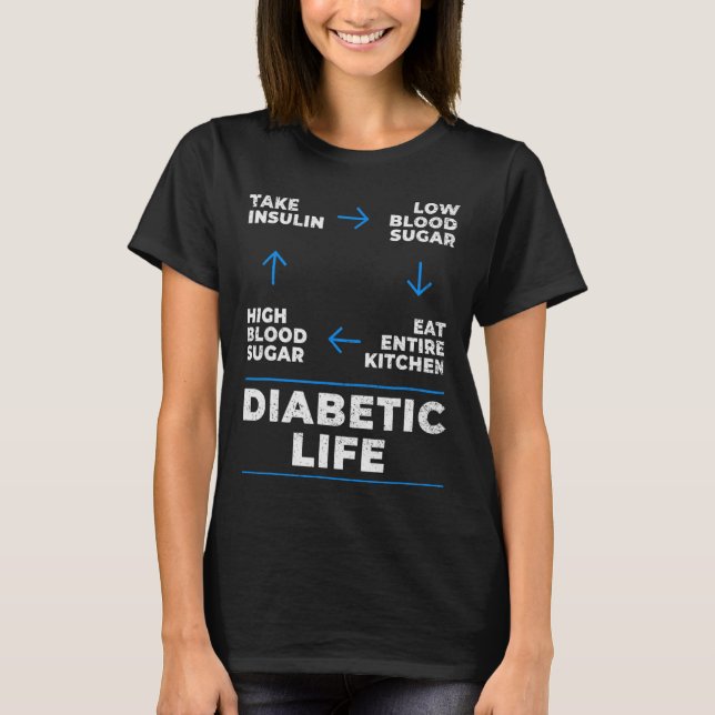 Diabetischer Lebenszyklus Spaß Diabetes Bewusstsei T-Shirt (Vorderseite)