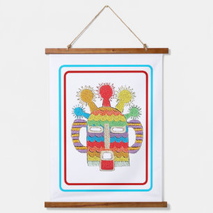 Diablo Huma Mask Tapestry - White Background Wandteppich Mit Holzrahmen