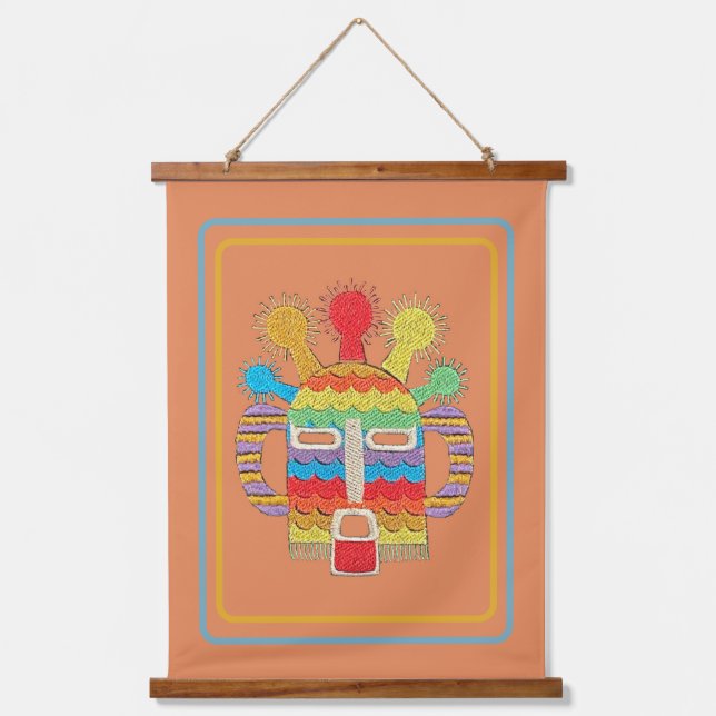 Diablo Huma Maske Tapestry - Rosthintergrund Wandteppich Mit Holzrahmen (Vorderseite)