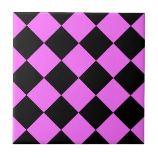 Diag kariertes großes - Schwarzes und ultra Rosa Fliese