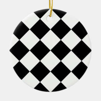 Diag kariertes großes - Weiß und Schwarzes Keramik Ornament