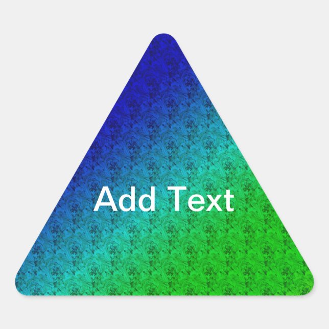 Diag Rainbow Gradient Blumenmuster Blau Grün Dreieckiger Aufkleber (Vorderseite)