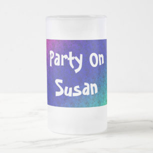 Diag Rainbow Gradient Blumenmuster Blau Grün Mattglas Bierglas