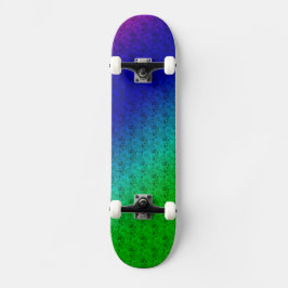 Diag Rainbow Gradient Blumenmuster Blau Grün Skateboard