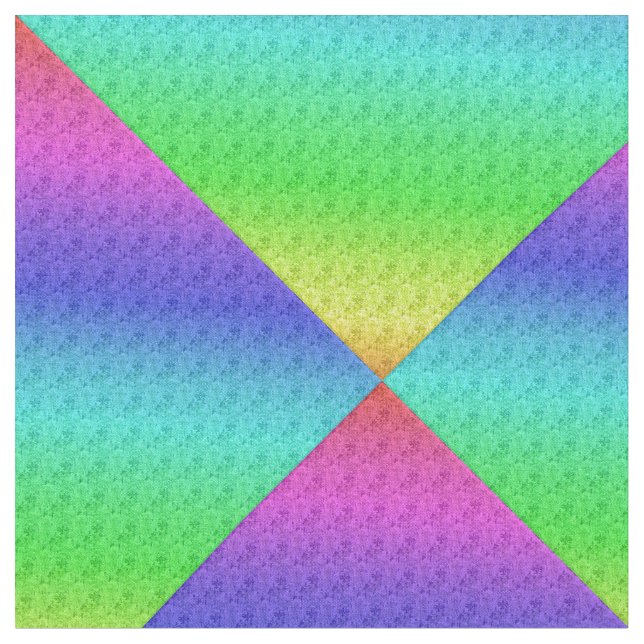 Diag Rainbow Gradient Blumenmuster Blau Grün Stoff (Nahaufnahme)