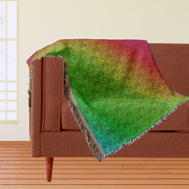 Diag Rainbow Gradient Blumenmuster Rot Grün Decke (Diag Rainbow Gradient Floral Pattern Red Green Throw Blanket)