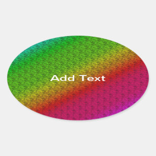 Diag Rainbow Gradient Blumenmuster Rot Grün Ovaler Aufkleber