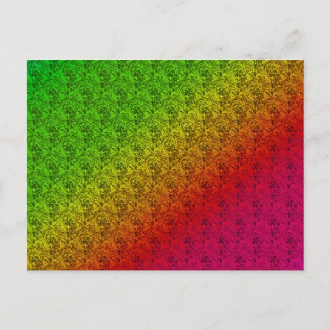 Diag Rainbow Gradient Blumenmuster Rot Grün Postkarte (Vorderseite)