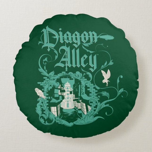 DIAGON ALLEY™ Vintag Graphic Rundes Kissen (Vorderseite)