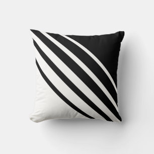 Diagonal Abstrakt Schwarz/Weiß gestreift Kissen