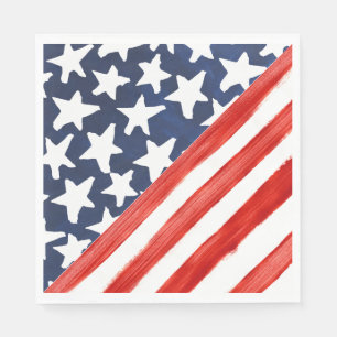 Diagonal American Flag Red Stripe Star Festival Serviette