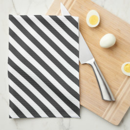 Diagonal black and white stripes pattern geschirrtuch