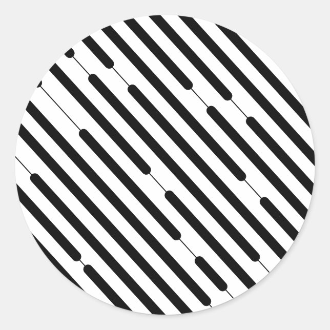Diagonal Black Hash Lines Runder Aufkleber (Vorderseite)