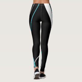 Diagonal Blau Streifen Muster Schwarz-Weiß Leggings