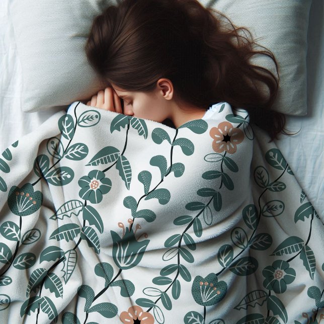 Diagonal Botanischer Aquamariner Name Muster Fleecedecke (Von Creator hochgeladen)