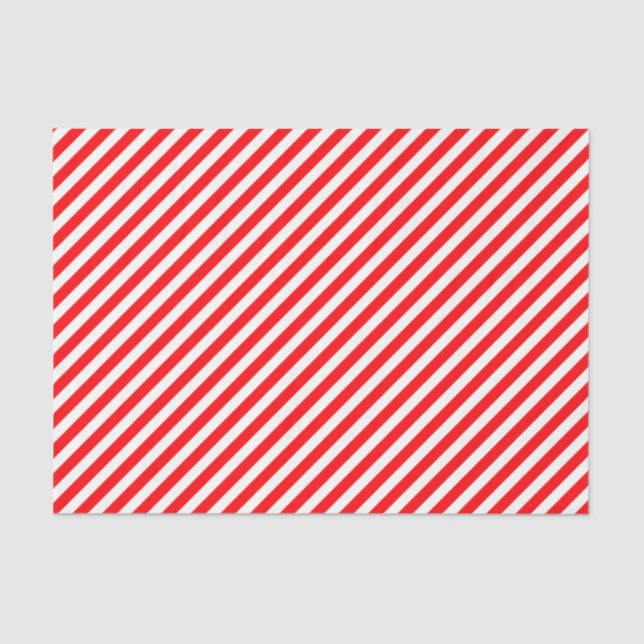 Diagonal Candy Cane Stripes-Christmas Red & White Seidenpapier (Vorderseite)
