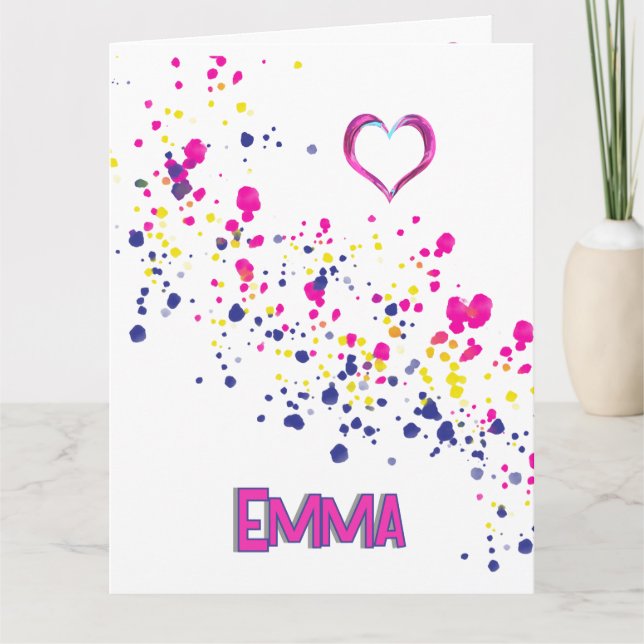 Diagonal Confetti Pink-Yellow-Blue-Design Karte (Vorderseite)