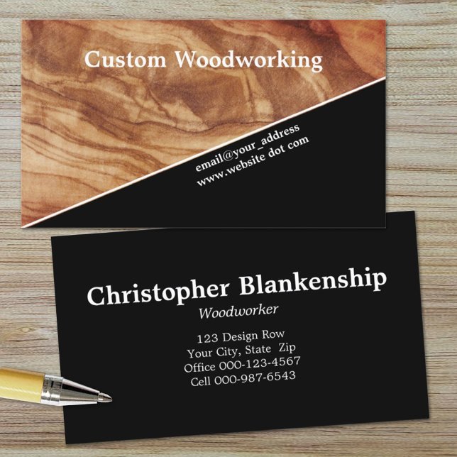 Diagonal-Fertig-Holzschnitzel Visitenkarte (Get your information out there on this double sleek diagonal wood business card template. )