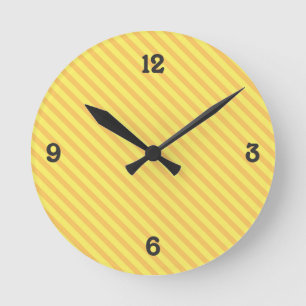 Diagonal-gelborange Streifen Runde Wanduhr