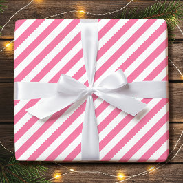 Diagonal gestreifter Urlaub Einfach rosa Weiß Geschenkpapier