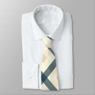 Diagonal Gingham in Cream und Slate Gray Krawatte