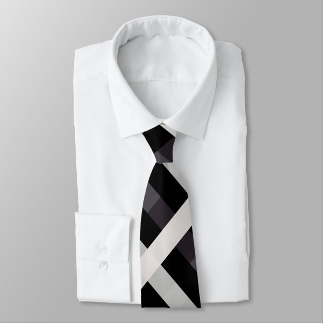 Diagonal Gingham in Schwarz, Dunkle Marine, Light  Krawatte (Gebunden)