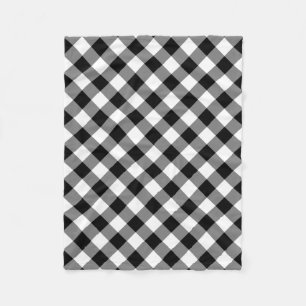 Diagonal-Gingham-Karo in Schwarz und Weiß Fleecedecke