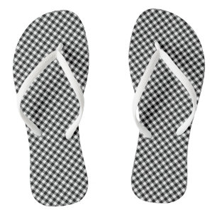 Diagonal-Gingham-Karo in Schwarz und Weiß Flip Flops