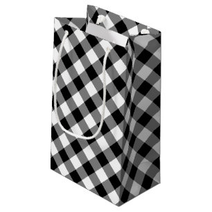 Diagonal-Gingham-Karo in Schwarz und Weiß Kleine Geschenktüte