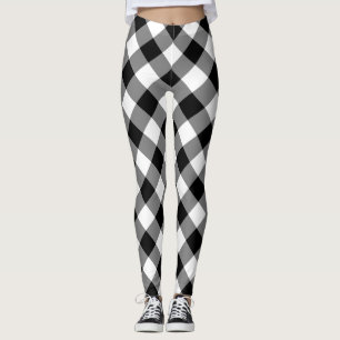 Diagonal-Gingham-Karo in Schwarz und Weiß Leggings
