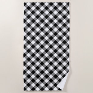 Diagonal-Gingham-Karo in Schwarz und Weiß Strandtuch