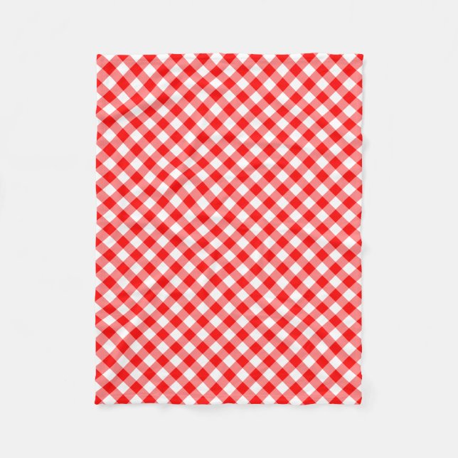 Diagonal Gingham Karo, rot und weiß Fleecedecke (Vorderseite)