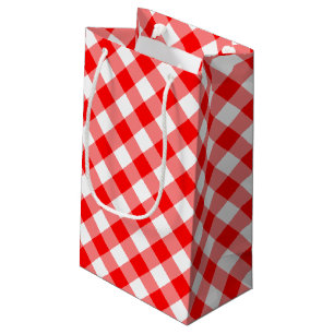 Diagonal-Gingham-Karo, rot und weiß, groß Kleine Geschenktüte