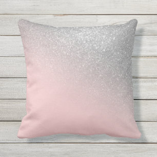 Diagonal Girly Silver Blush Pink Ombre Gradient Kissen