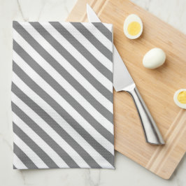 Diagonal gray and white stripes pattern geschirrtuch