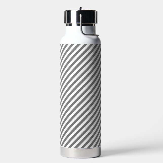 Diagonal gray and white stripes pattern trinkflasche (Links)