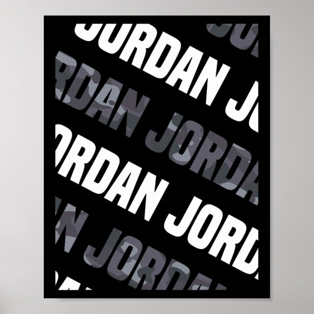 Diagonal Jordan Pattern Design Geschenk Gray Camou Poster (Vorne)