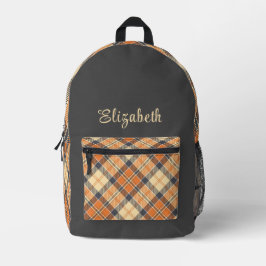 Diagonal Kariert - Orange Gray - Pfirsichtext Bedruckter Rucksack