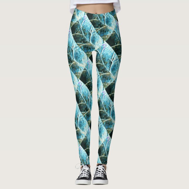 Diagonal-KupferBlätter Leggings (Vorderseite)
