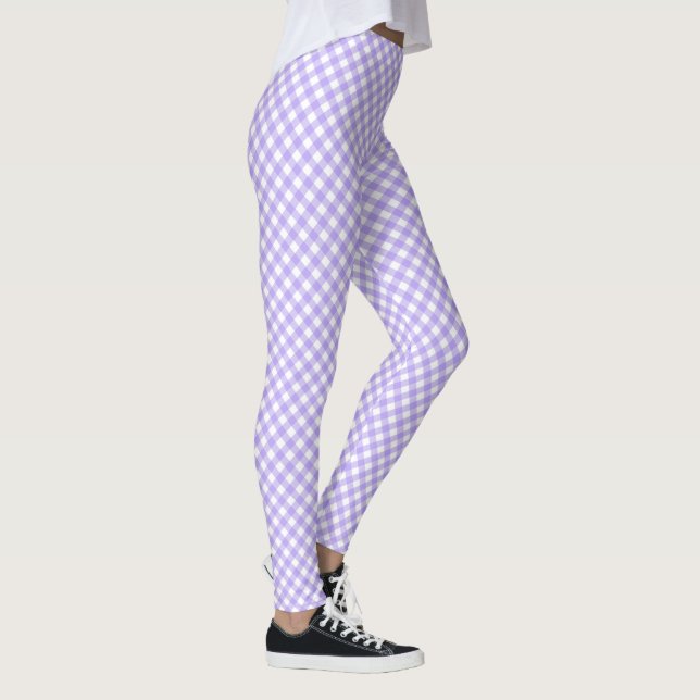 Diagonal Lavendel und Weiße Tafel Leggings (Rechts)