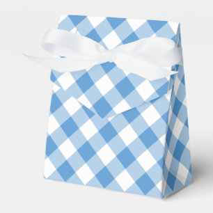 Diagonal Light Blue und White Gingham Kariert Geschenkschachtel