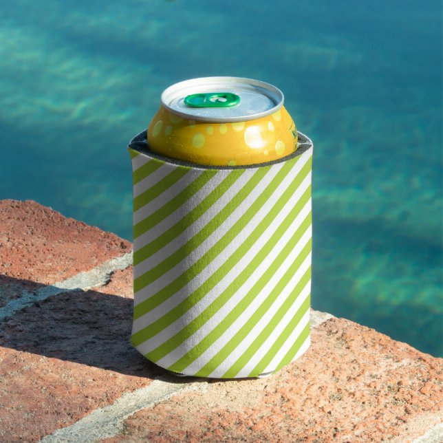 Diagonal lime green and white stripes pattern dosenkühler (In Situ Pool)