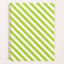 Diagonal lime green and white stripes pattern planer