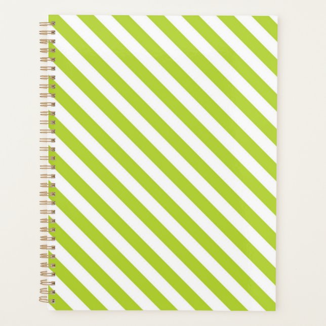 Diagonal lime green and white stripes pattern planer (Vorderseite)